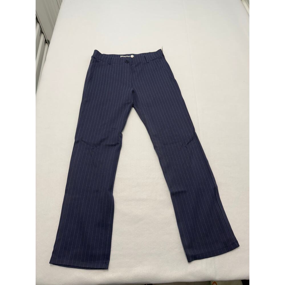 Beta Brand Pinstripe Navy Blue Staight Leg Pants Women’s Size M/ P Tall